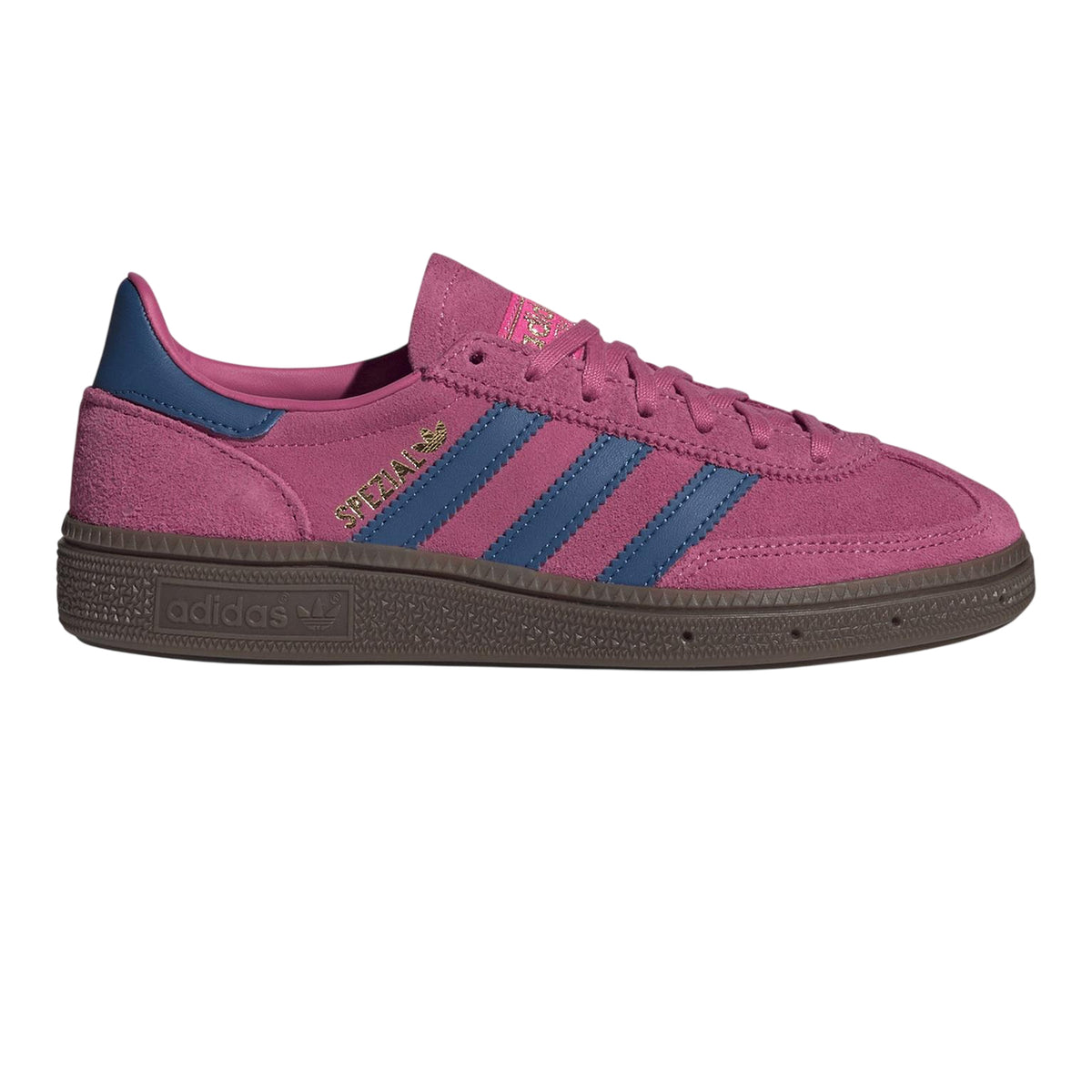 Shock Pink-Blue - Front - Adidas Childrens-Kids Handball Spezial Cow Suede Trainers