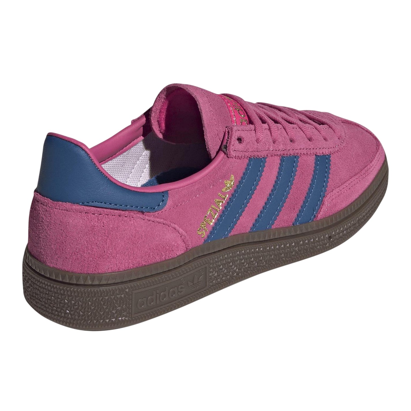 Shock Pink-Blue - Back - Adidas Childrens-Kids Handball Spezial Cow Suede Trainers