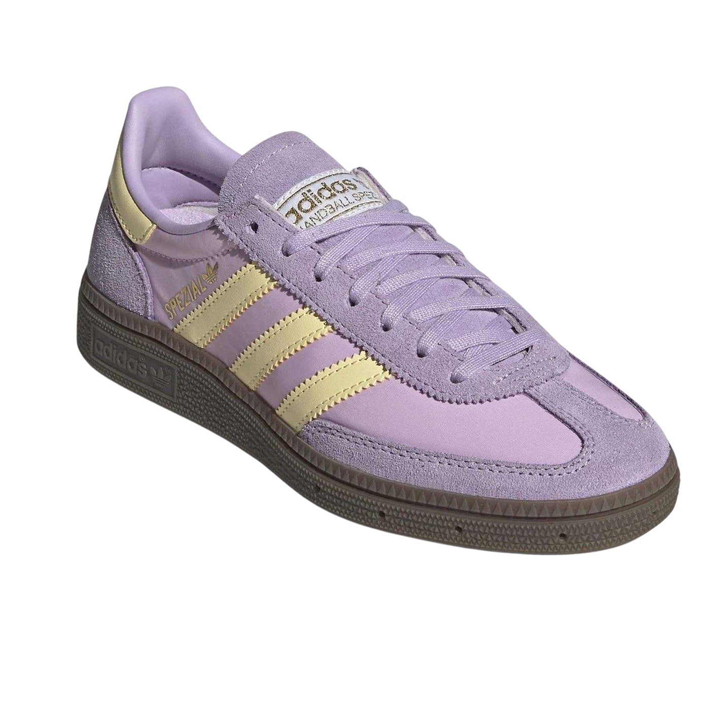 Lilac-Yellow - Pack Shot - Adidas Childrens-Kids Handball Spezial Cow Suede Trainers