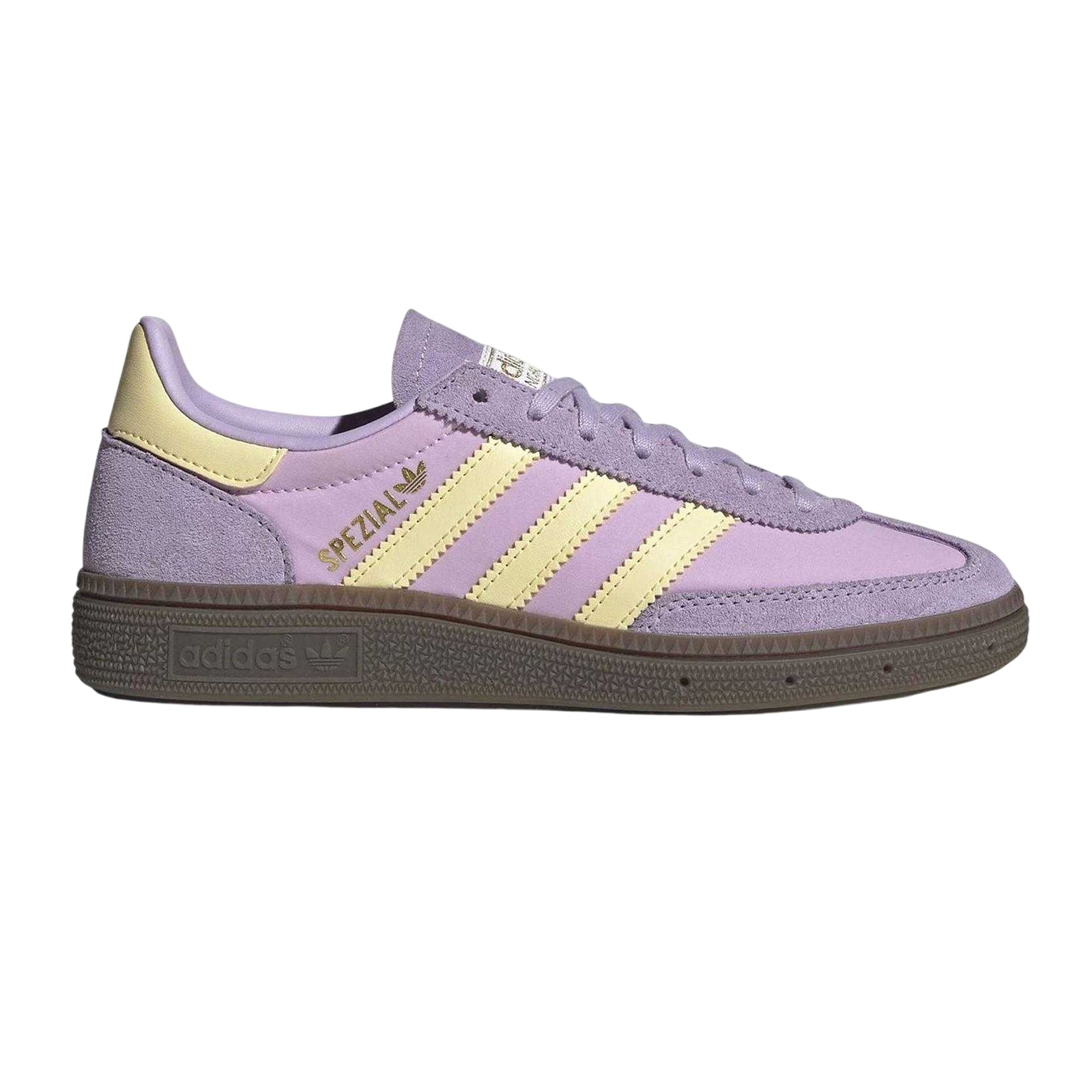 Lilac-Yellow - Front - Adidas Childrens-Kids Handball Spezial Cow Suede Trainers