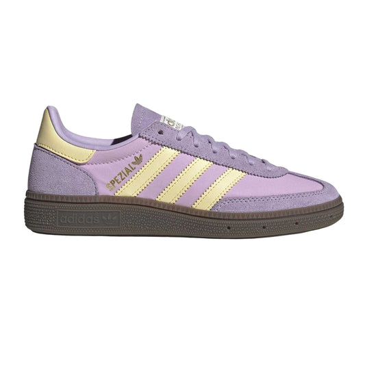 Lilac-Yellow - Front - Adidas Childrens-Kids Handball Spezial Cow Suede Trainers