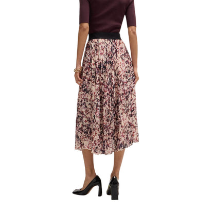 Multicoloured Print - Back - Boss Womens-Ladies Vapliso2 Abstract Floral Pleated Midi Skirt