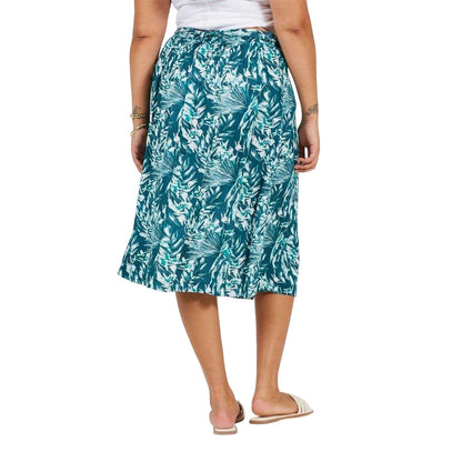Green Leaf - Back - Brave Soul Womens-Ladies Tropical Plus Midi Skirt