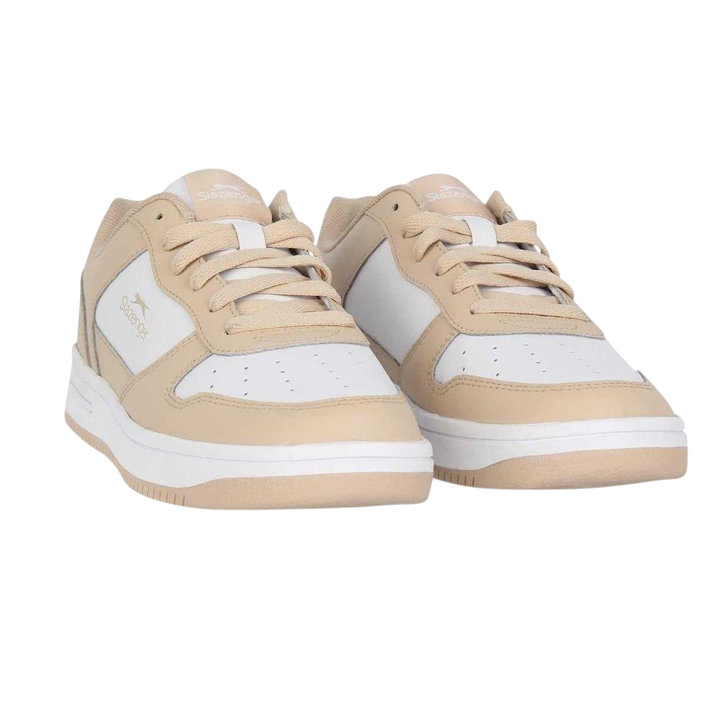 White-Cream - Pack Shot - Slazenger Childrens-Kids Tower Leather Flat Trainers