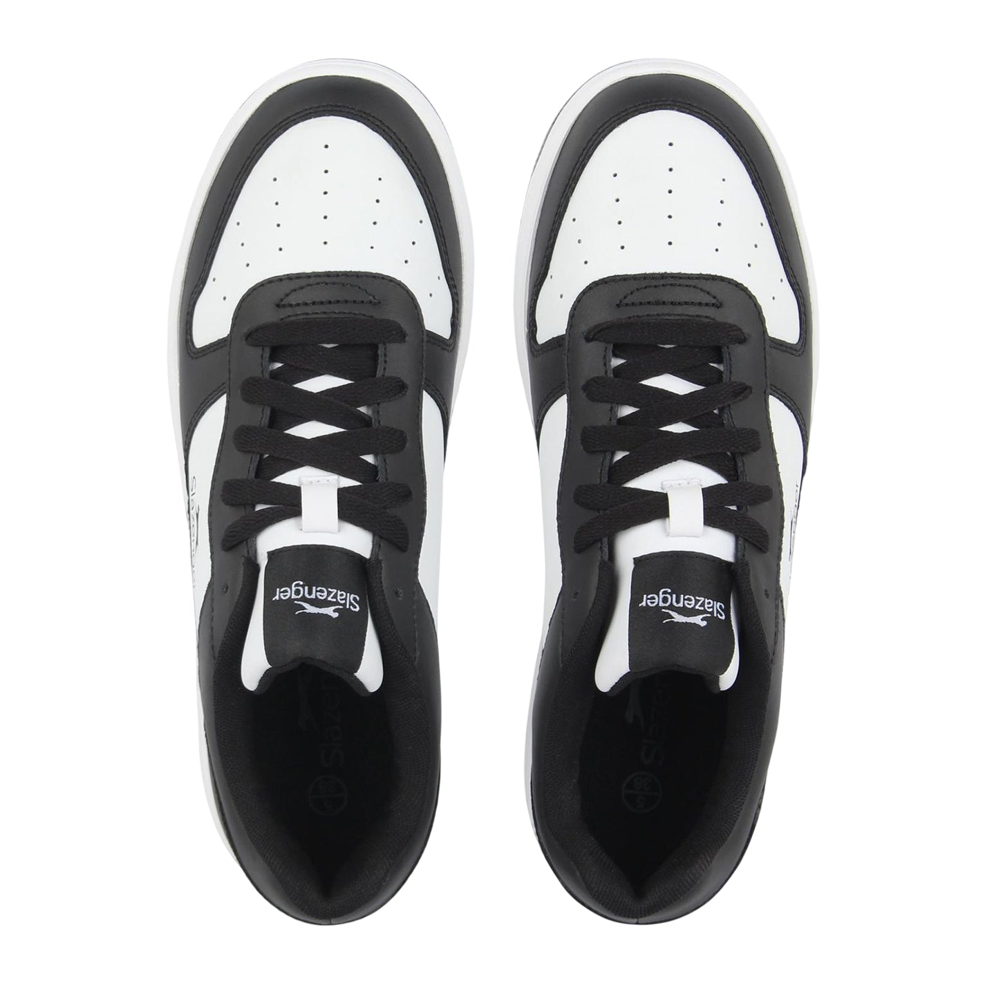 Black-White - Side - Slazenger Childrens-Kids Tower Leather Flat Trainers