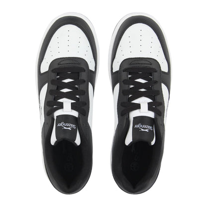 Black-White - Side - Slazenger Childrens-Kids Tower Leather Flat Trainers