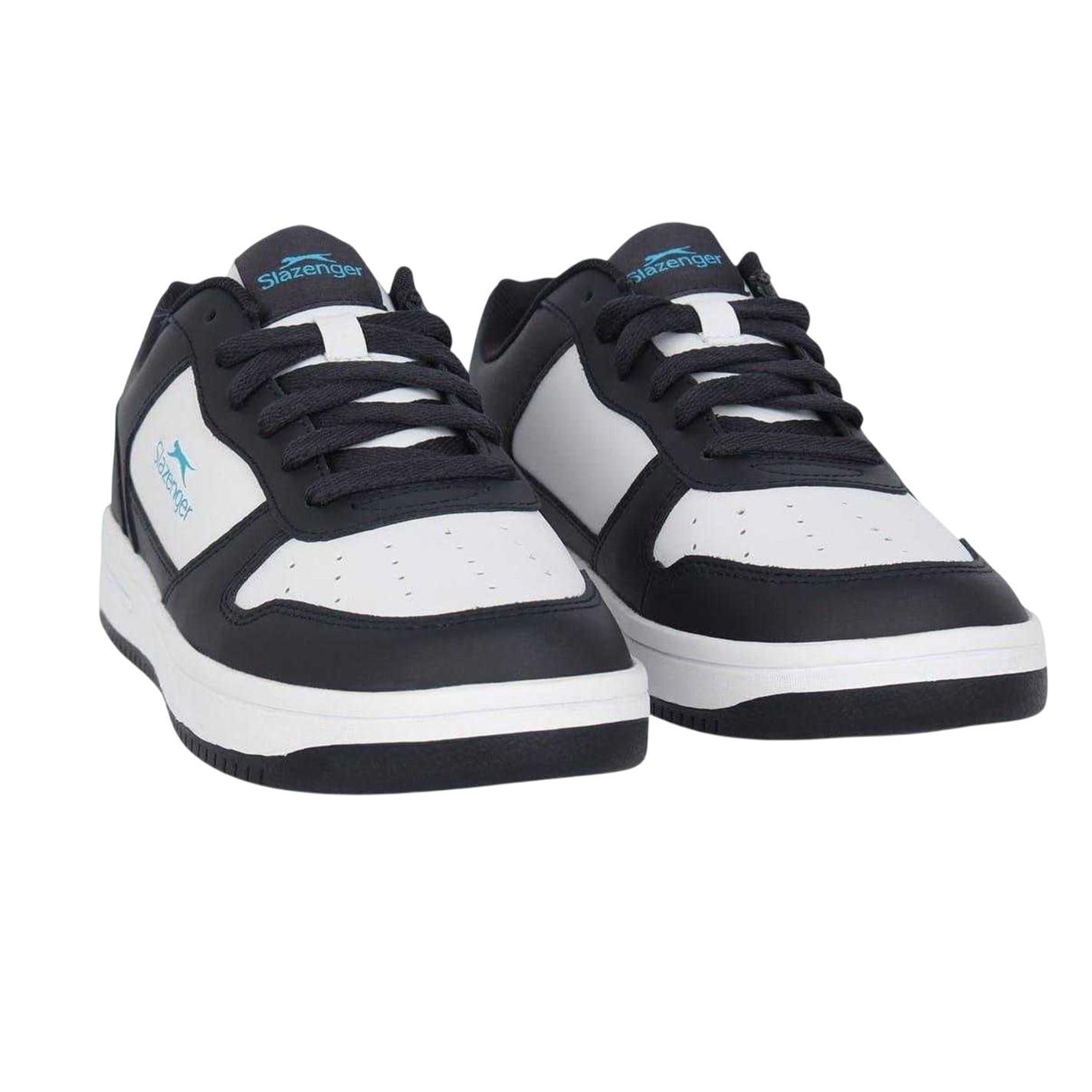 Navy-White - Pack Shot - Slazenger Childrens-Kids Tower Leather Flat Trainers