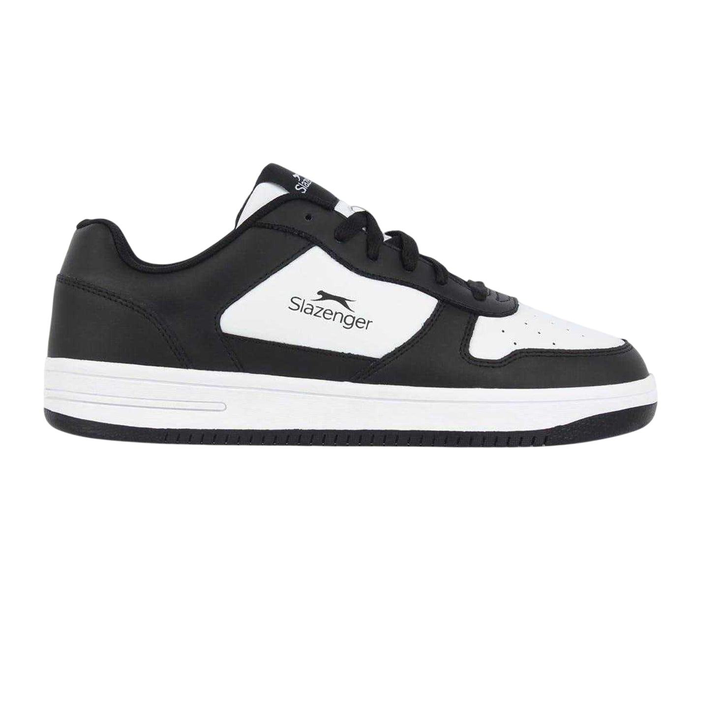 Black-White - Front - Slazenger Childrens-Kids Tower Leather Flat Trainers