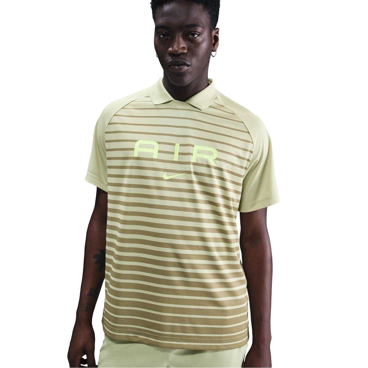 Olive Green - Front - Nike Mens Air Swoosh Stripes Polo Shirt