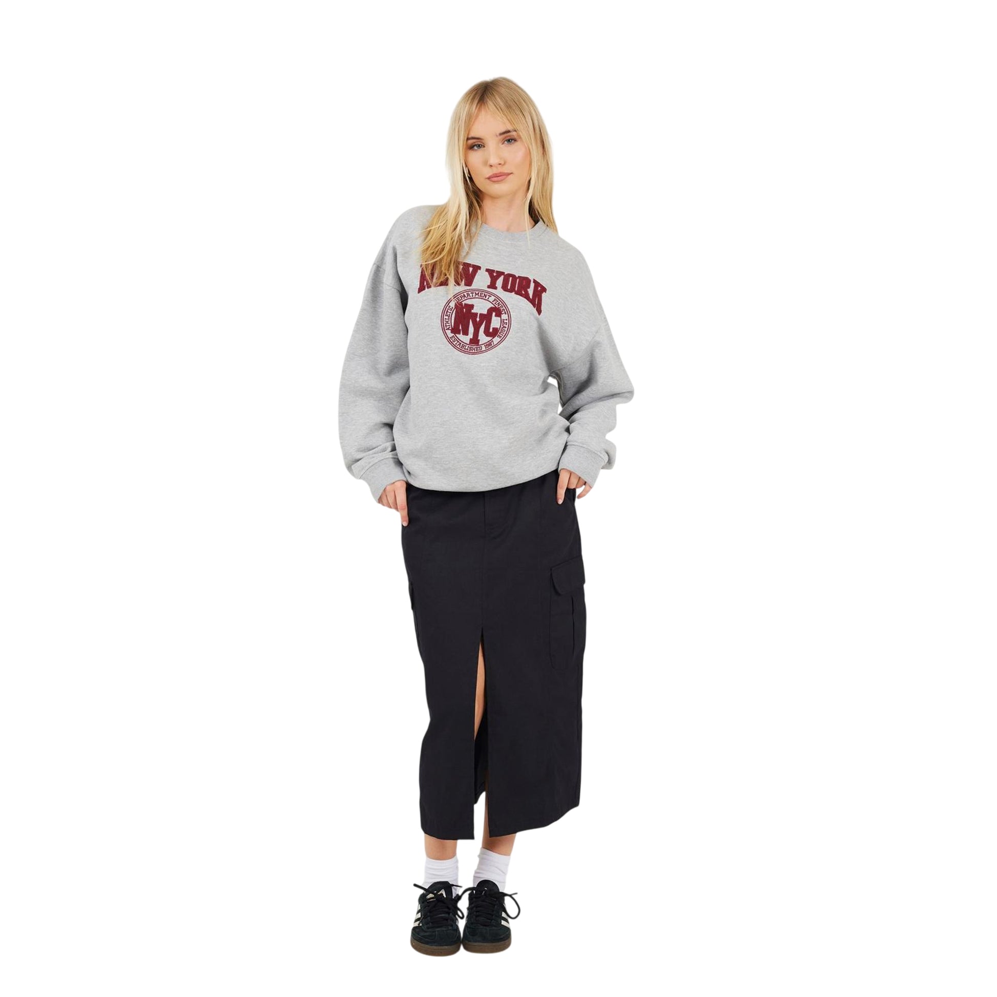 Black - Side - Brave Soul Womens-Ladies Denim Cargo Pocket Midi Skirt