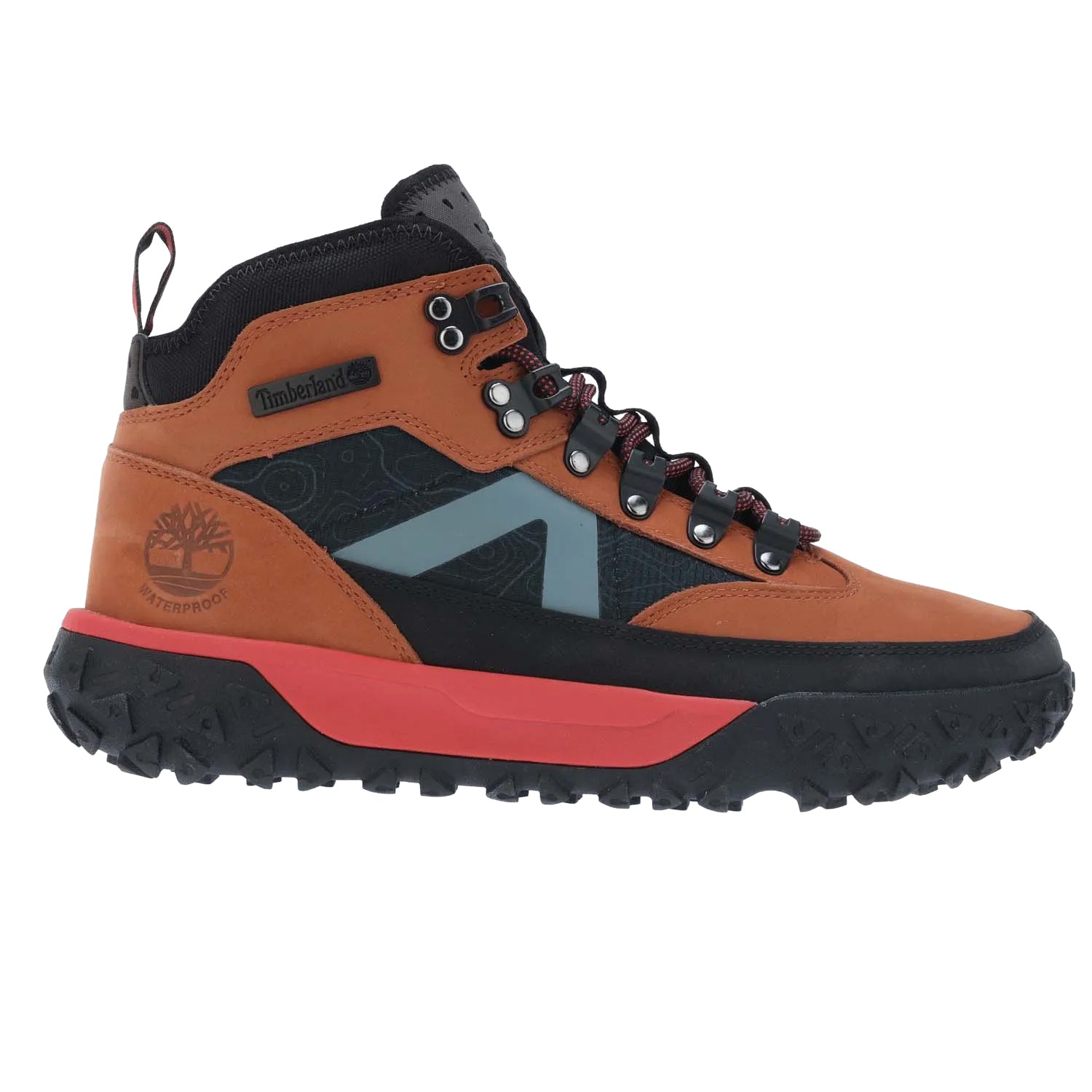 Brown - Side - Timberland Mens Waterproof Leather Mid Cut Lace Up Hiking Boots
