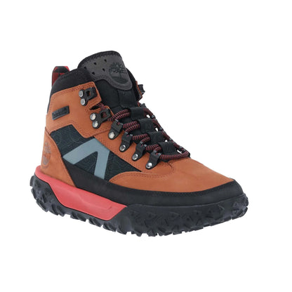 Brown - Front - Timberland Mens Waterproof Leather Mid Cut Lace Up Hiking Boots