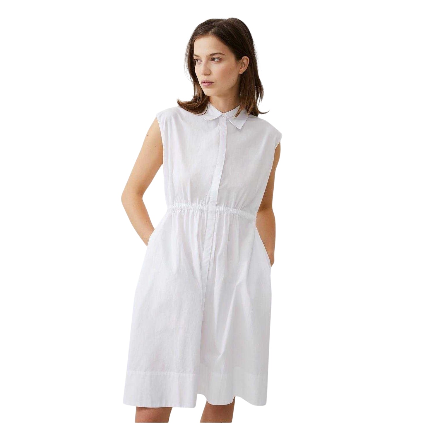 White - Side - French Connection Womens-Ladies Rhodes Sleeveless Shirt Dress