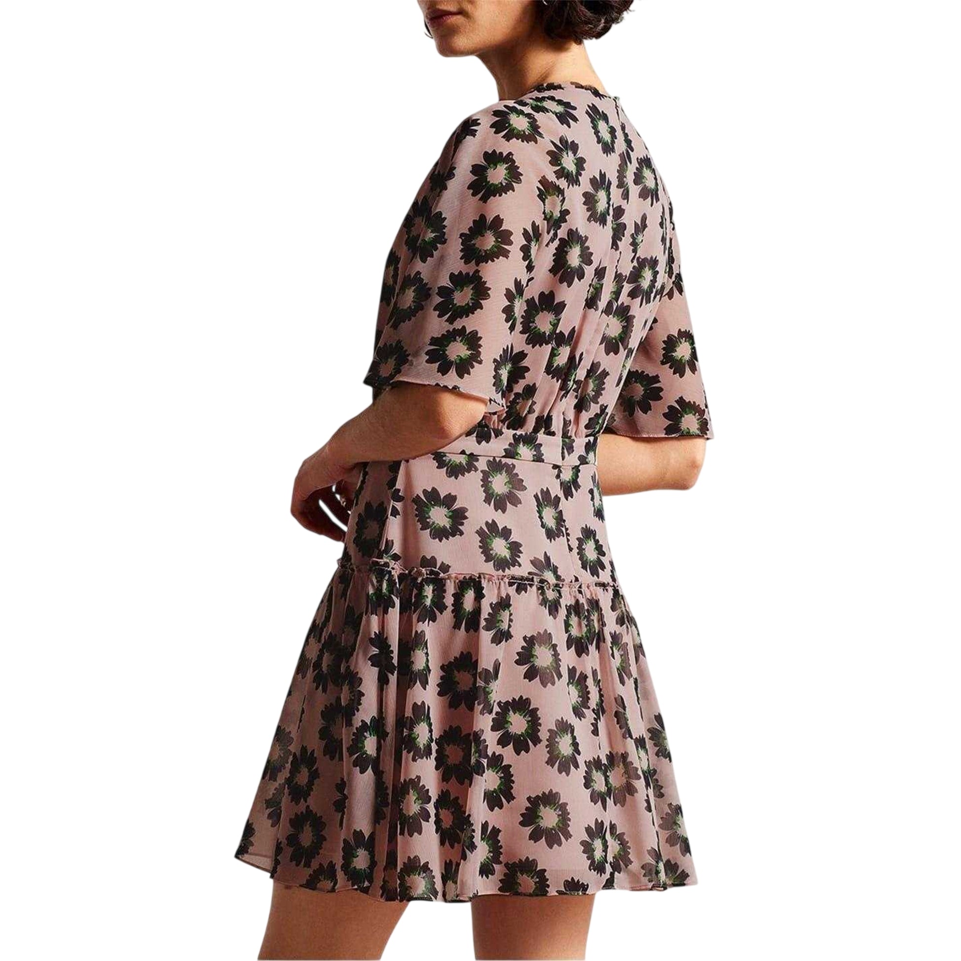 Pink - Back - Ted Baker Womens-Ladies Floral Fitted And Flared Mini Dress