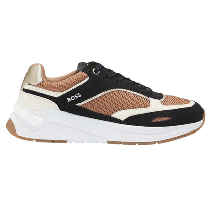 Medium Beige - Front - Boss Womens-Ladies Skylar Suede Trainers