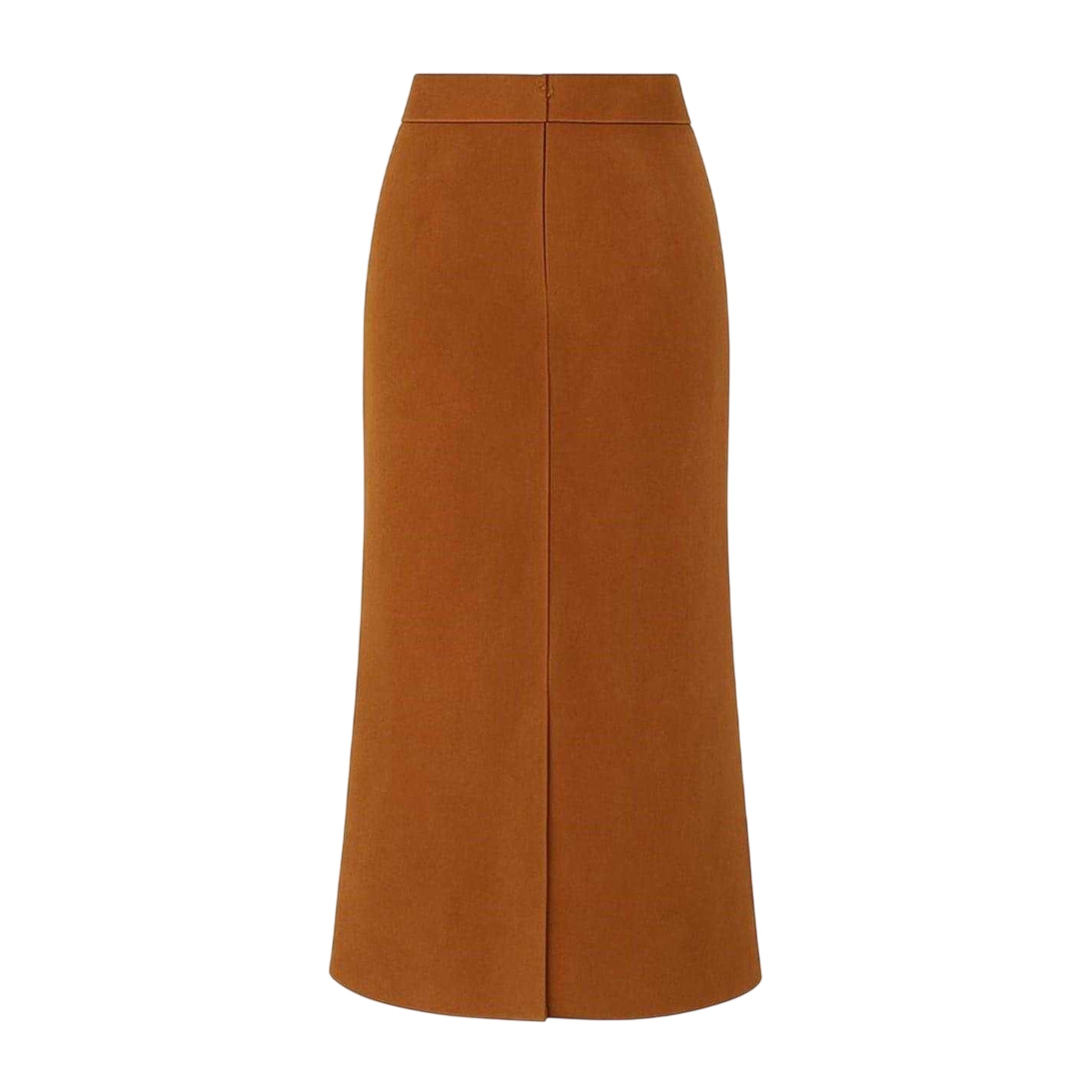 Brown - Back - I Saw It First Womens-Ladies Faux Suede High Waist Midi Skirt