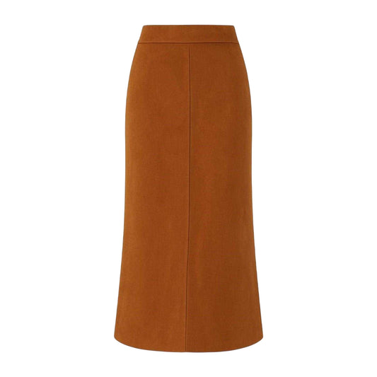 Brown - Front - I Saw It First Womens-Ladies Faux Suede High Waist Midi Skirt