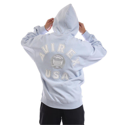 Sky Blue - Back - Avirex Mens Jackson Logo Polycotton Hoodie