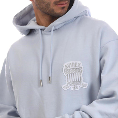 Sky Blue - Side - Avirex Mens Jackson Logo Polycotton Hoodie