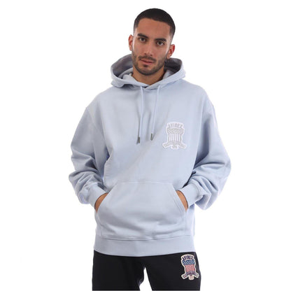 Sky Blue - Front - Avirex Mens Jackson Logo Polycotton Hoodie