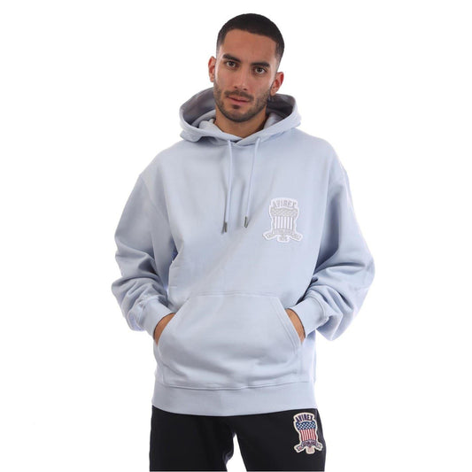 Sky Blue - Front - Avirex Mens Jackson Logo Polycotton Hoodie