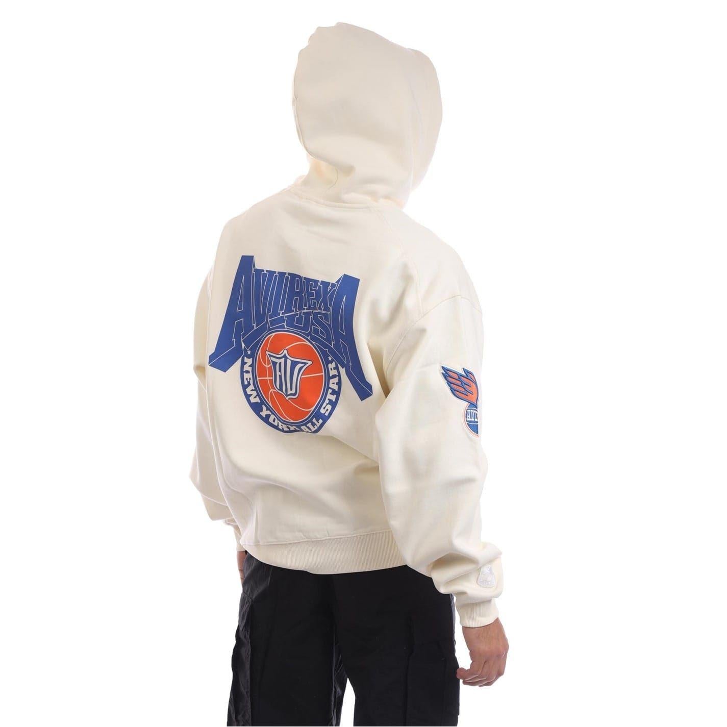 Ecru - Back - Avirex Mens Oakland Relaxed Fit Hoodie