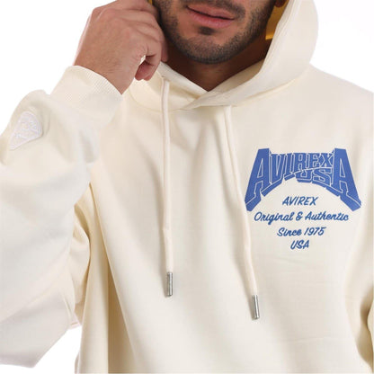 Ecru - Side - Avirex Mens Oakland Relaxed Fit Hoodie