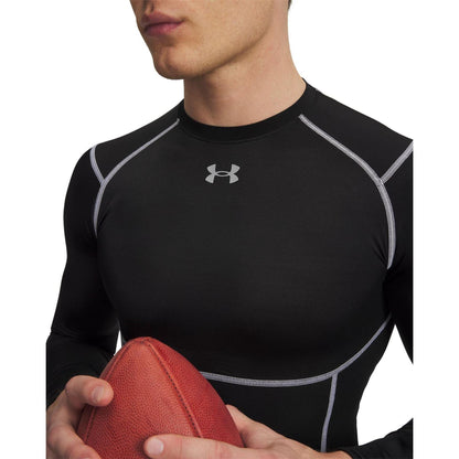 Black - Side - Under Armour Mens Elite Compression Long-Sleeved Base Layer Top