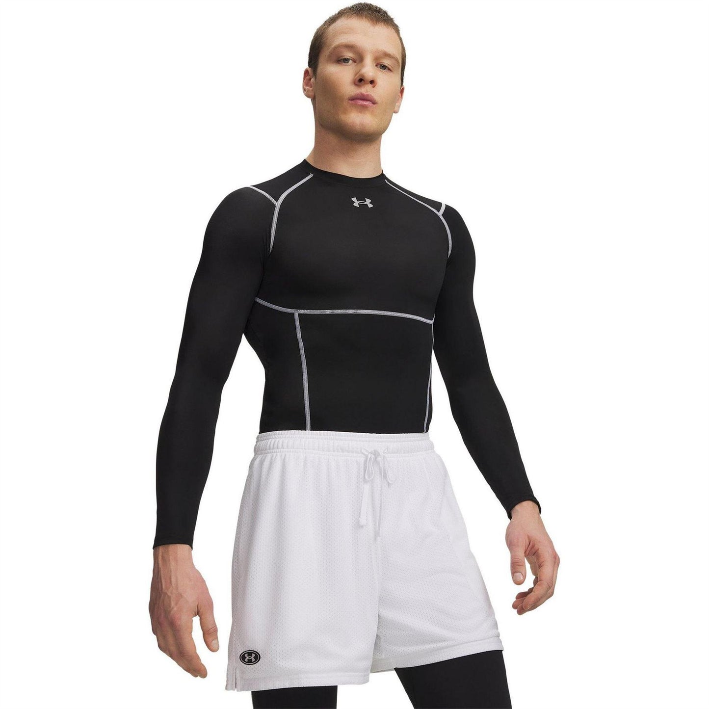 Black - Front - Under Armour Mens Elite Compression Long-Sleeved Base Layer Top