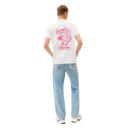 Ecru - Back - Tommy Jeans Mens Hot Dog Back Print Regular T-Shirt