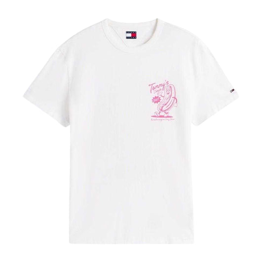 Ecru - Front - Tommy Jeans Mens Hot Dog Back Print Regular T-Shirt