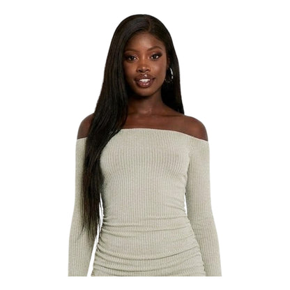 Sage - Back - Missy Empire Womens-Ladies Ruched Off Shoulder Mini Dress