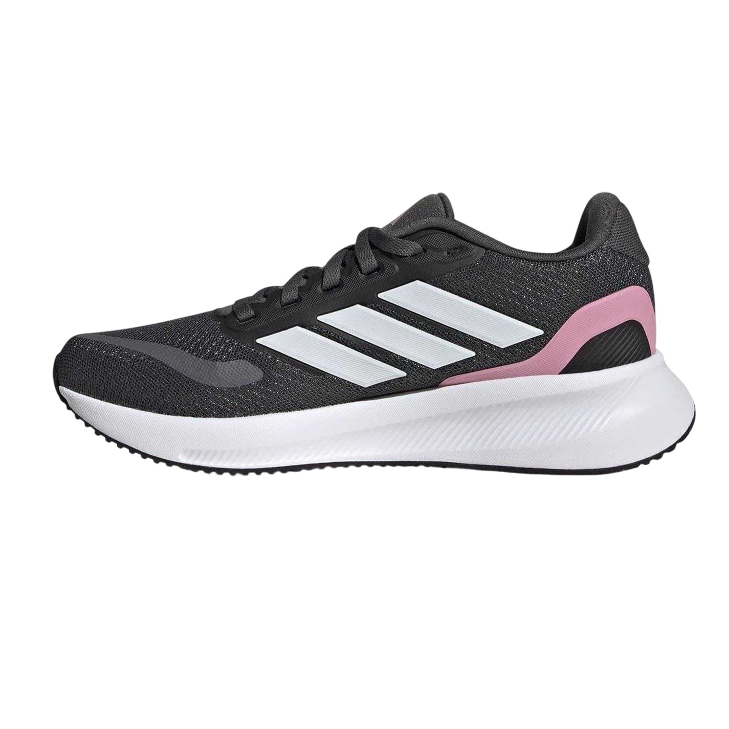 Grey-Pink - Side - Adidas Childrens-Kids Runfalcon 5 Cloudfoam Trainers
