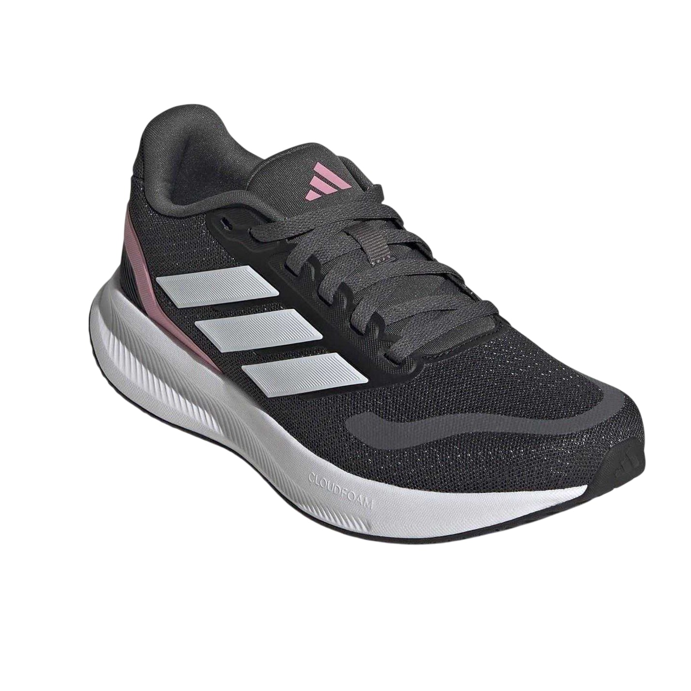 Grey-Pink - Pack Shot - Adidas Childrens-Kids Runfalcon 5 Cloudfoam Trainers