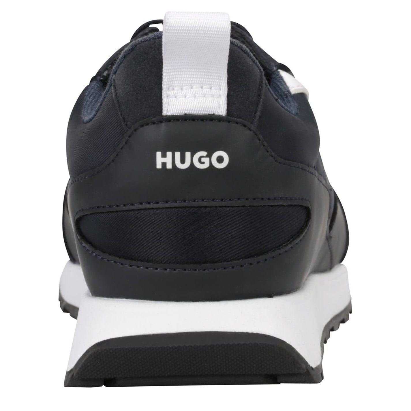 Navy - Back - Hugo Mens Icelin Leather Trainers