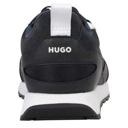 Navy - Back - Hugo Mens Icelin Leather Trainers