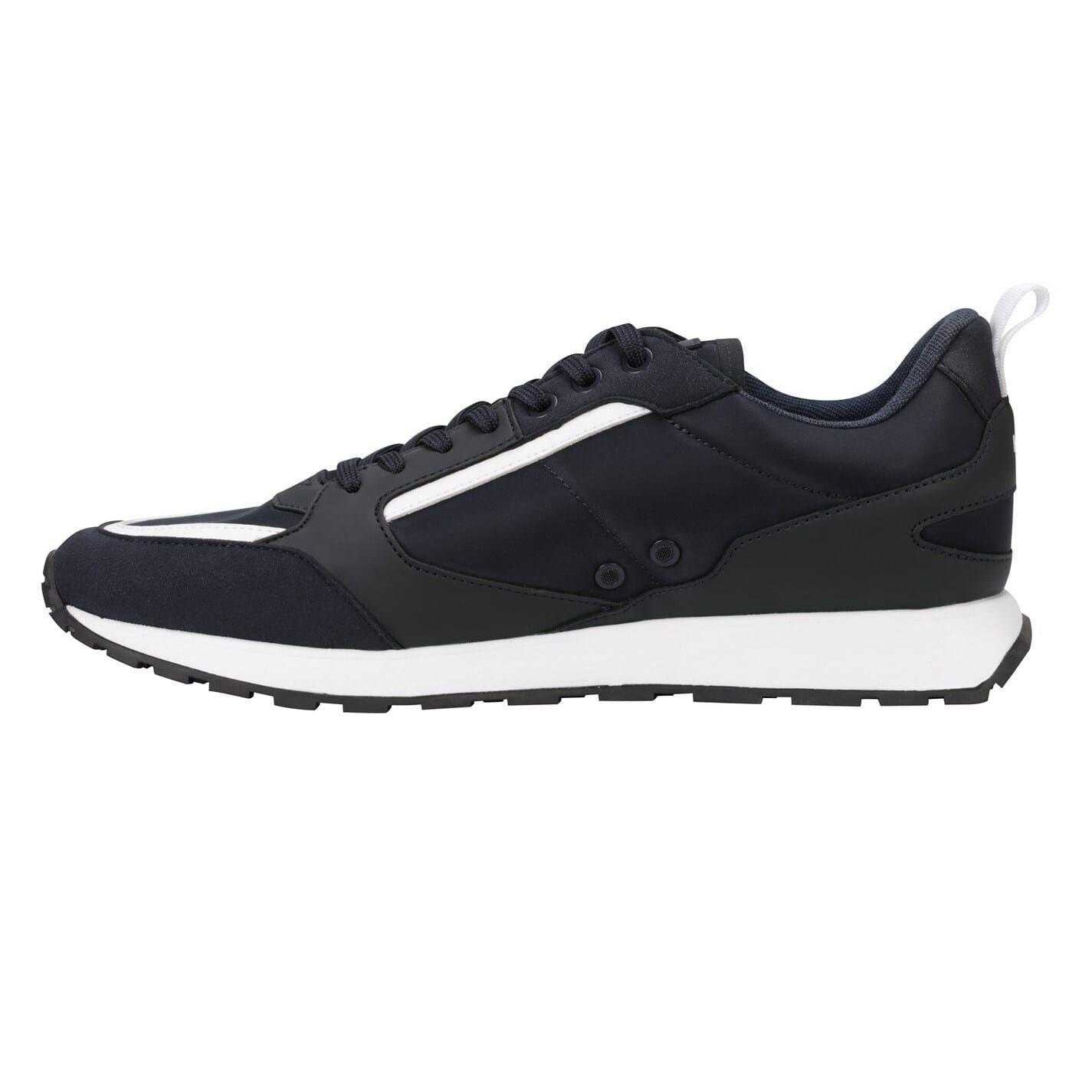 Navy - Side - Hugo Mens Icelin Leather Trainers