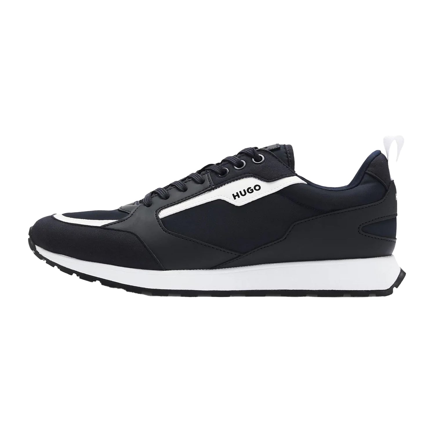 Dark Blue - Back - Hugo Mens Icelin Leather Trainers