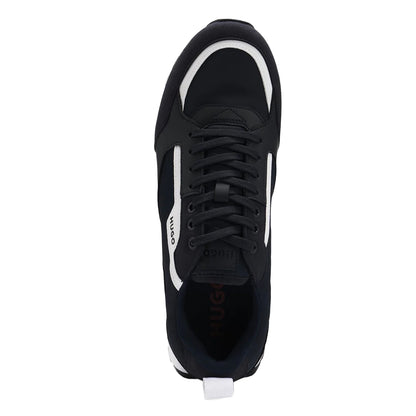 Dark Blue - Side - Hugo Mens Icelin Leather Trainers