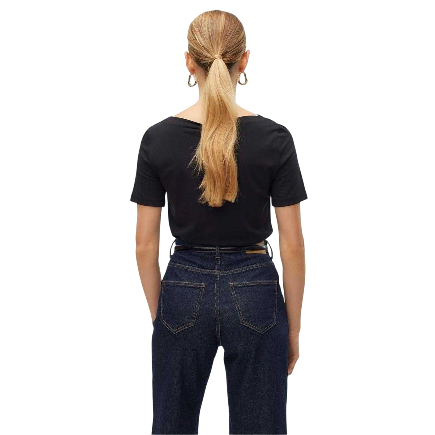 Black - Back - Vero Moda Womens-Ladies Boat Neck Regular T-Shirt