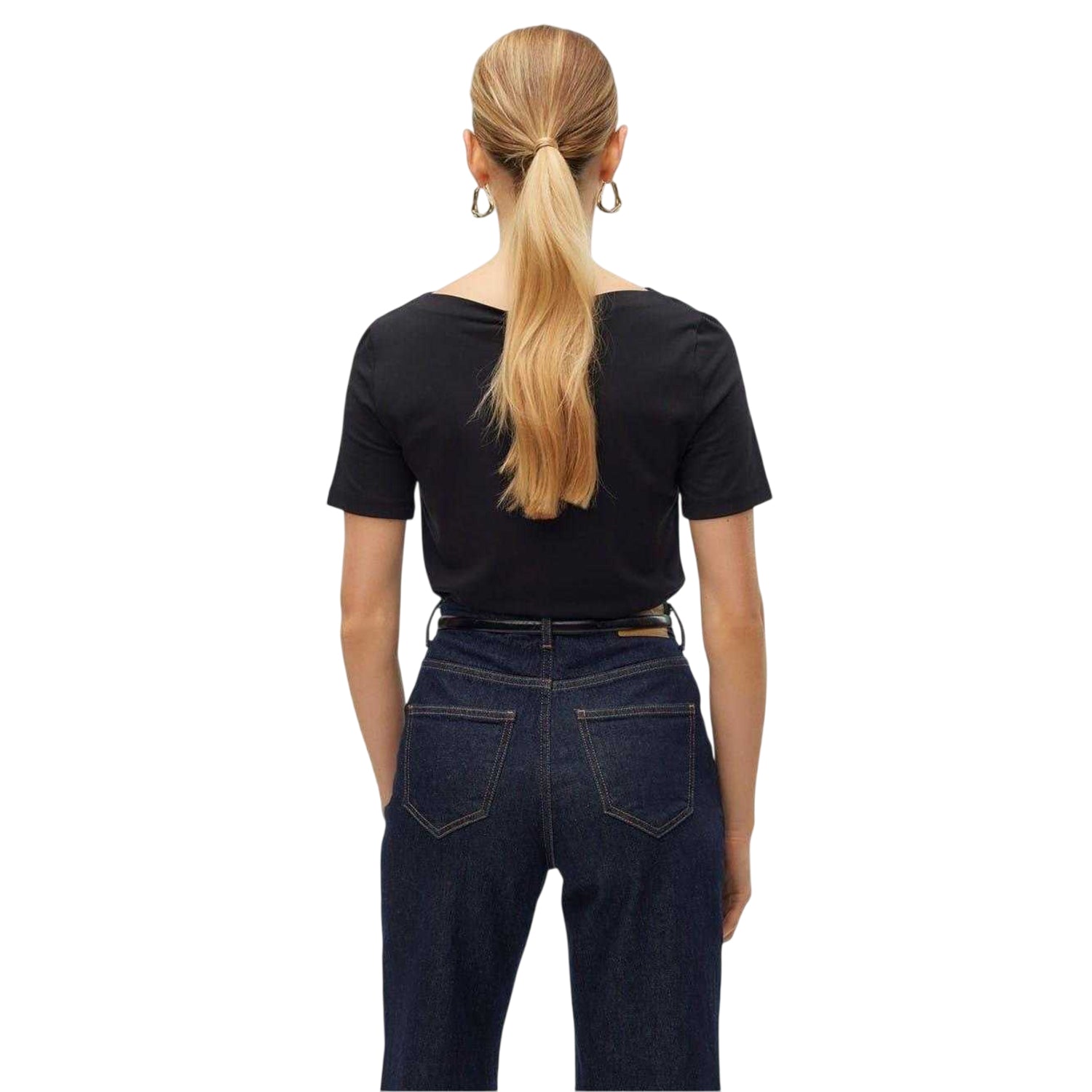 Black - Back - Vero Moda Womens-Ladies Boat Neck Regular T-Shirt