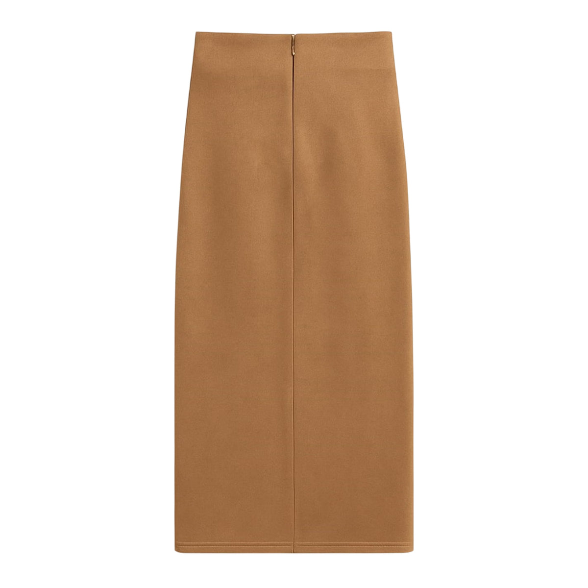 Brown - Back - I Saw It First Womens-Ladies Faux Suede Twisted Knot Front Midi Skirt