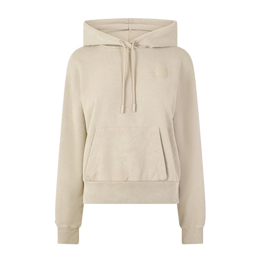 Beige - Front - Lacoste Womens-Ladies Oversized Hoodie