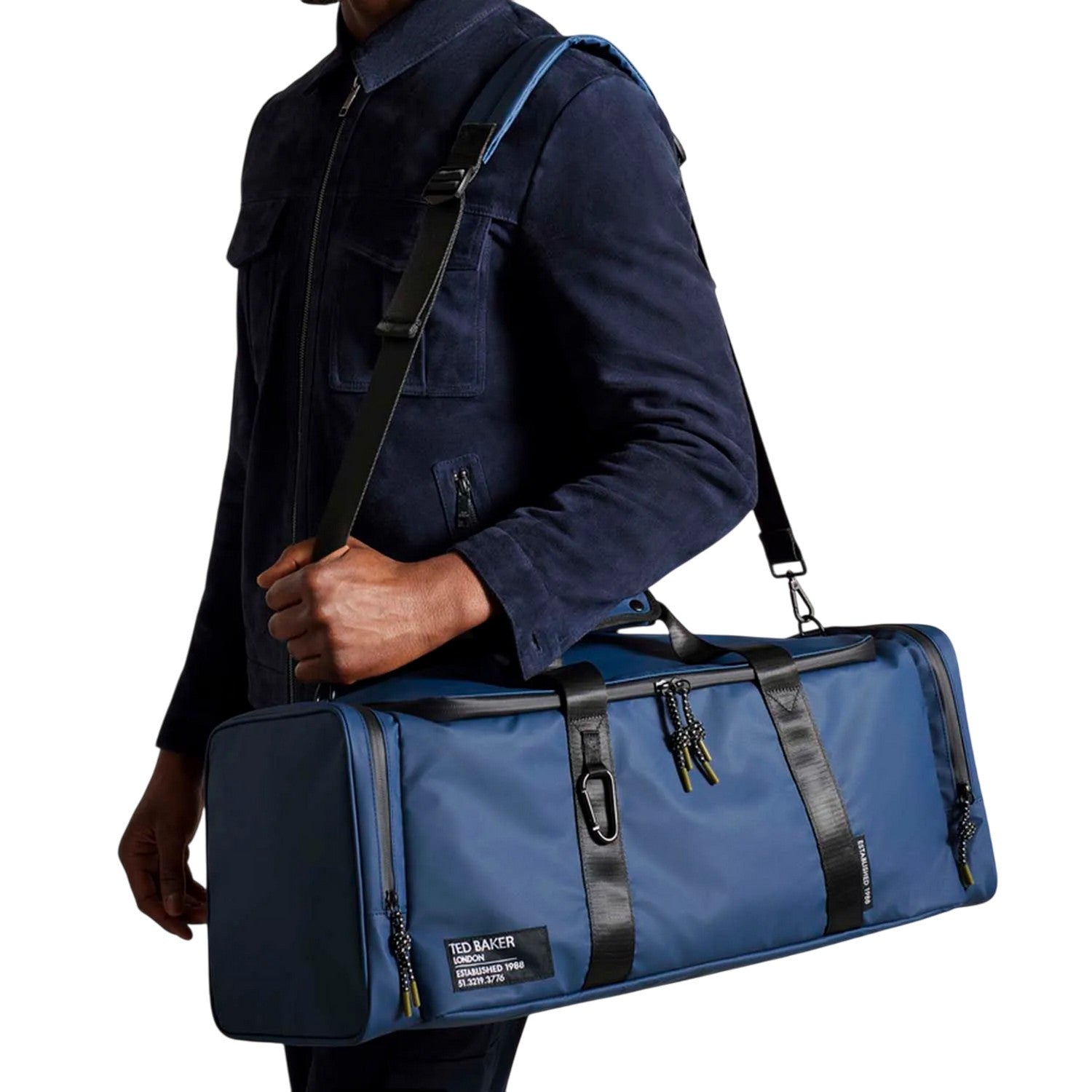 Navy - Side - Ted Baker Hyke Rubberished Holdall