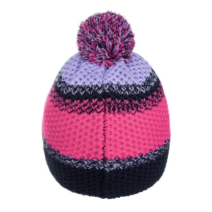 Pink-Black - Back - Nevica Childrens-Kids Raise Striped Beanie