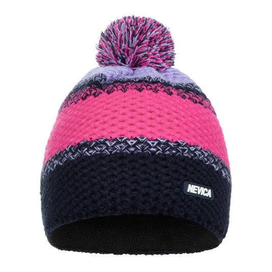 Pink-Black - Front - Nevica Childrens-Kids Raise Striped Beanie