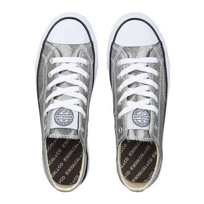 Silver - Side - SoulCal Womens-Ladies Canvas Flat Trainers
