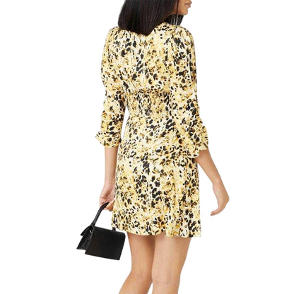 Yellow-Brown - Back - Hugo Womens-Ladies Leopard Print Mini Dress