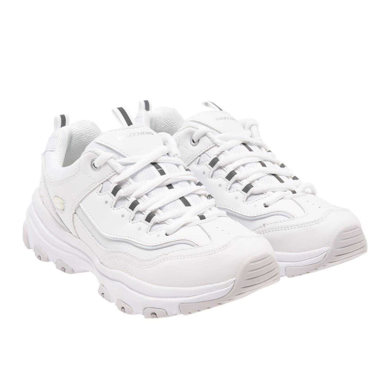 White - Front - Skechers Womens-Ladies Dlite Athletic Trainers