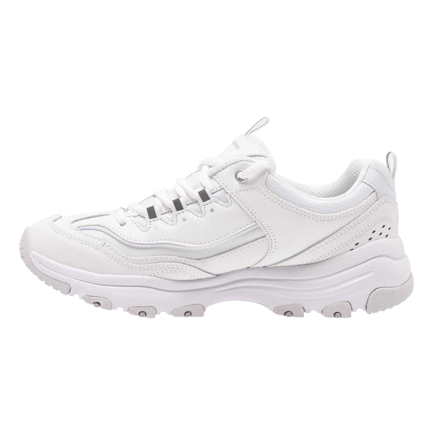 White - Side - Skechers Womens-Ladies Dlite Athletic Trainers
